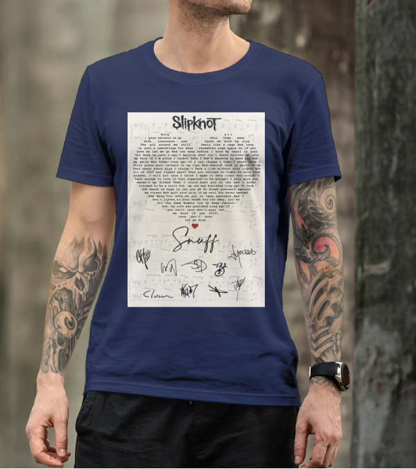 Slipknot Snuff Lyrics With Band Member Signatures T-Shirt