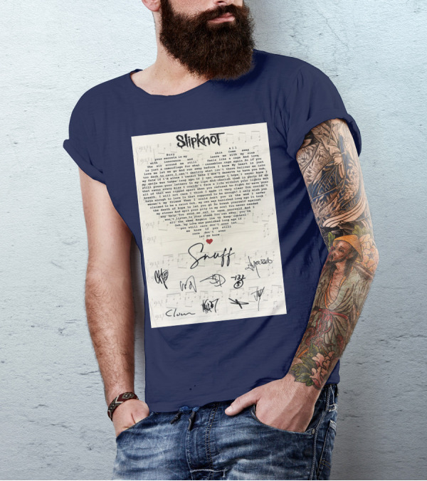 Slipknot Snuff Lyrics With Band Member Signatures T-Shirt