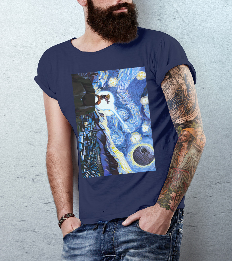 Son Goku Kamehameha Meets Death Star In Starry Night Fusion T-Shirt