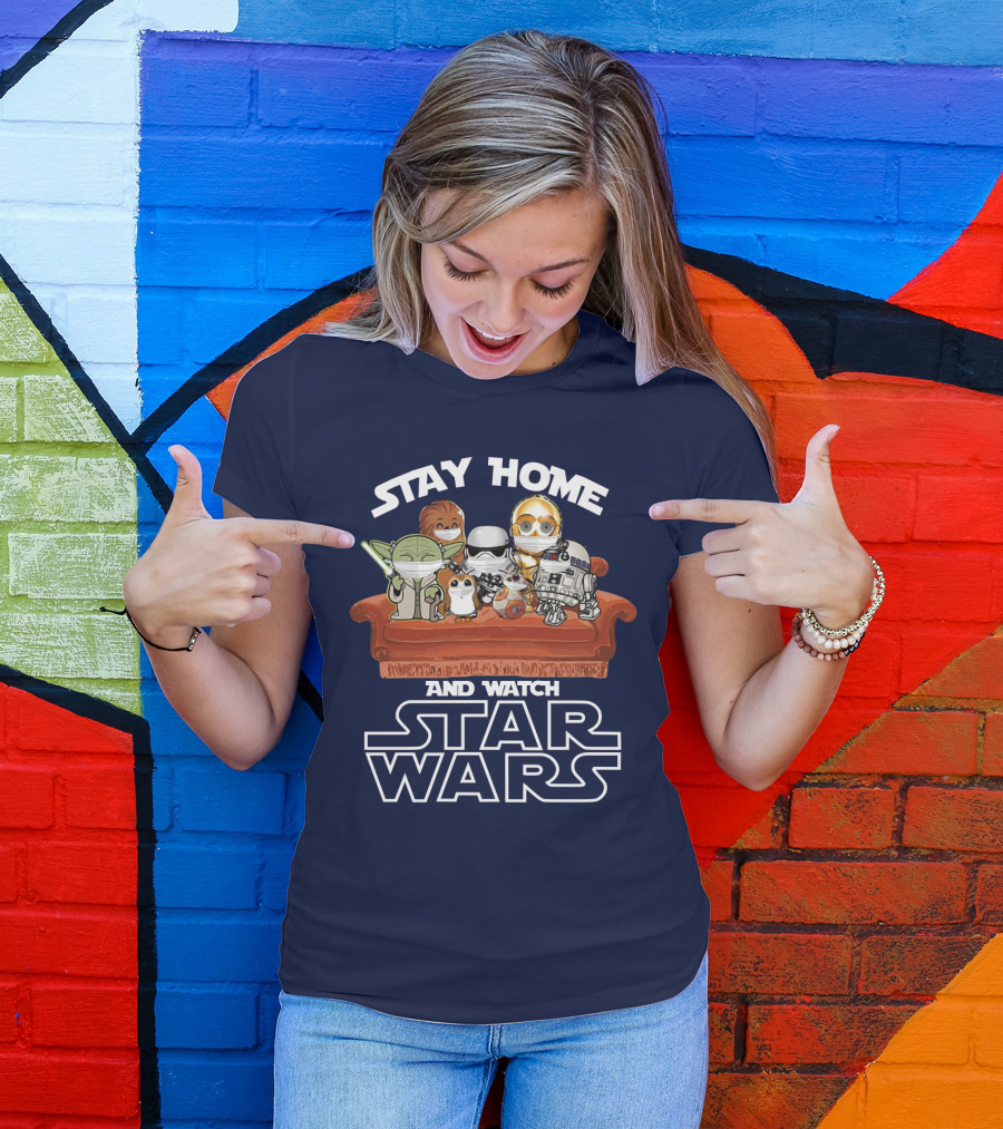 Stay Home And Watch Star Wars Characters On Couch T-Shirt