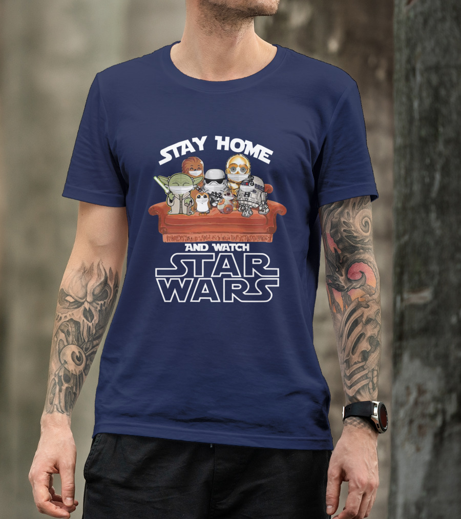 Stay Home And Watch Star Wars Characters On Couch T-Shirt