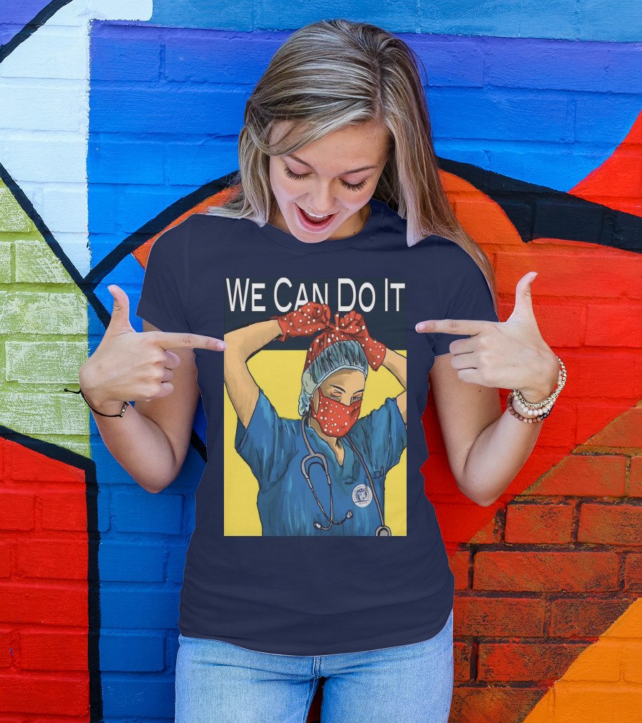 We Can Do It Nurse With Stethoscope And Red Bandana T-Shirt
