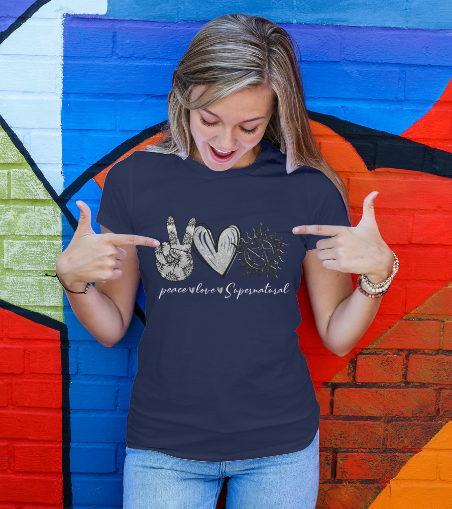 Peace Love Supernatural Oversized Plus Size Iconic Symbolic T-Shirt