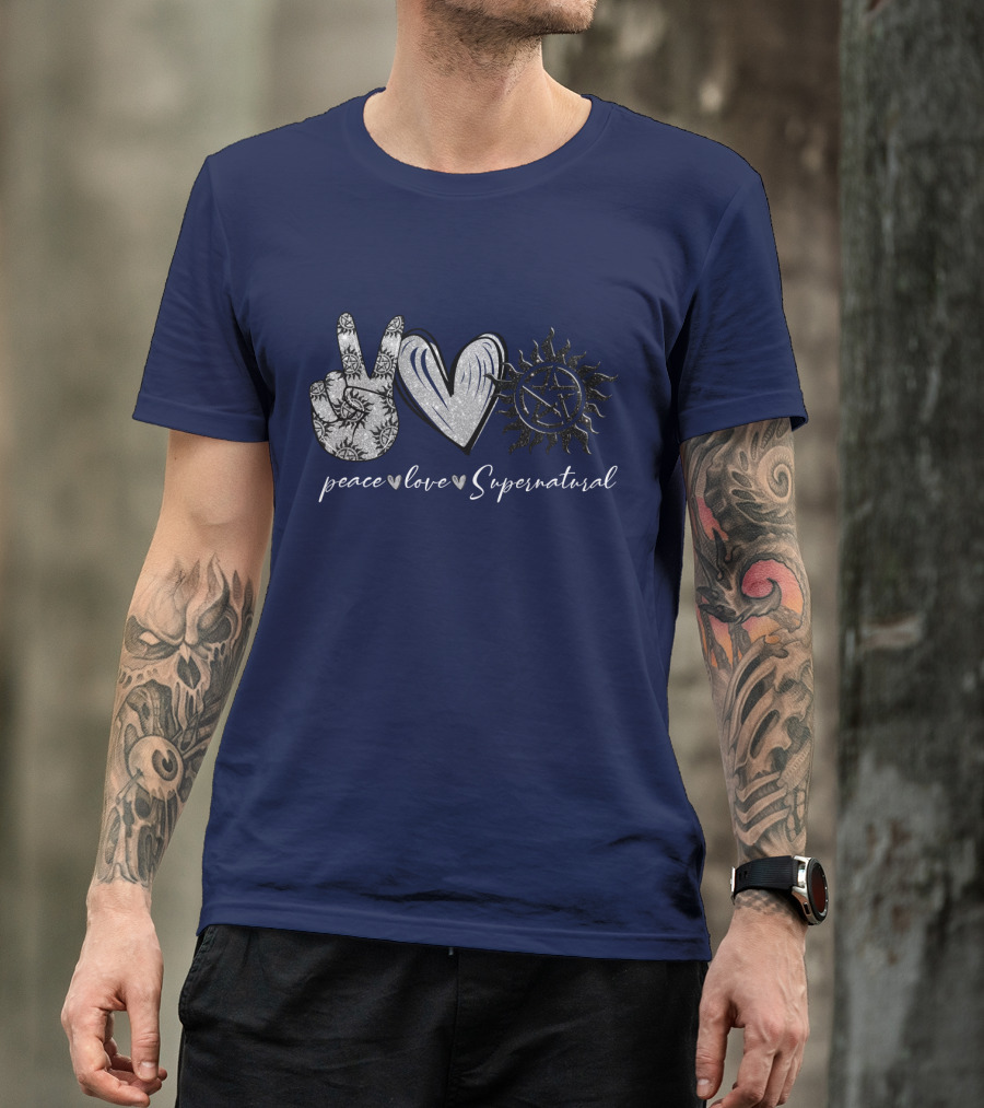 Peace Love Supernatural Oversized Plus Size Iconic Symbolic T-Shirt