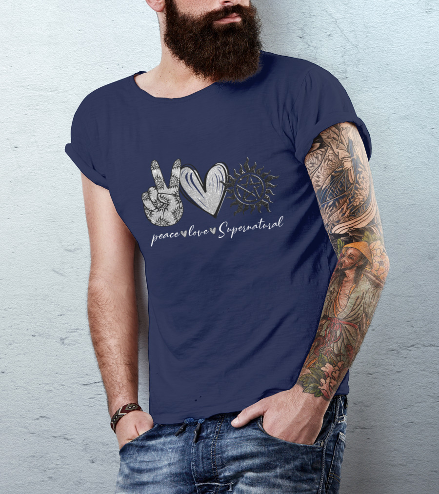 Peace Love Supernatural Oversized Plus Size Iconic Symbolic T-Shirt
