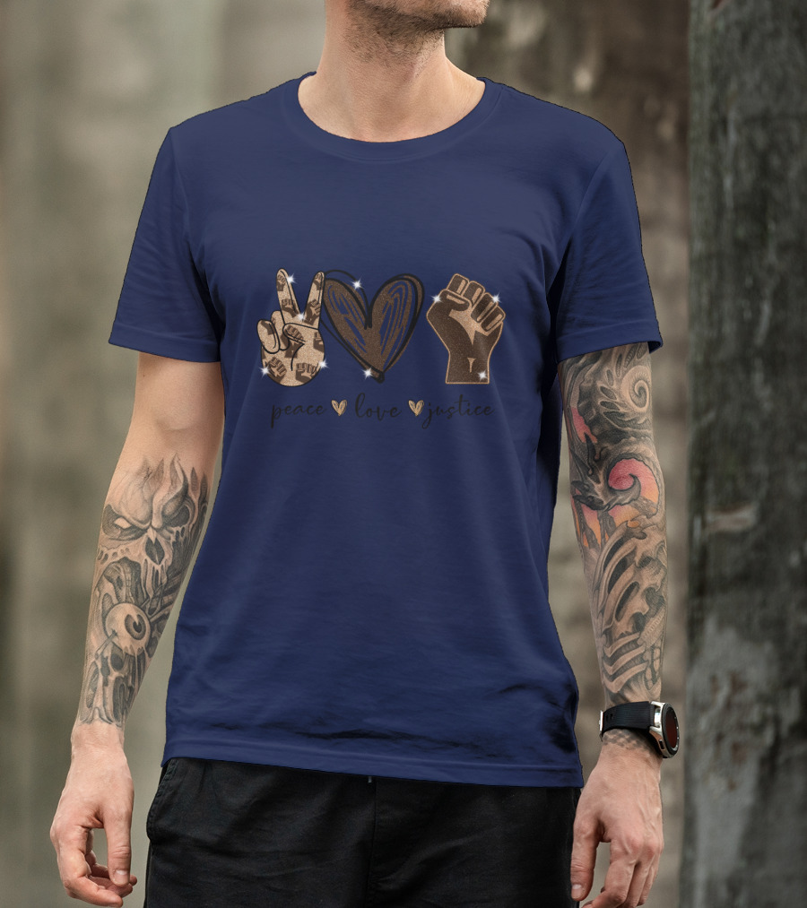 Peace Love Justice Glittering Icons Diamond Oversized Plus Size T-Shirt