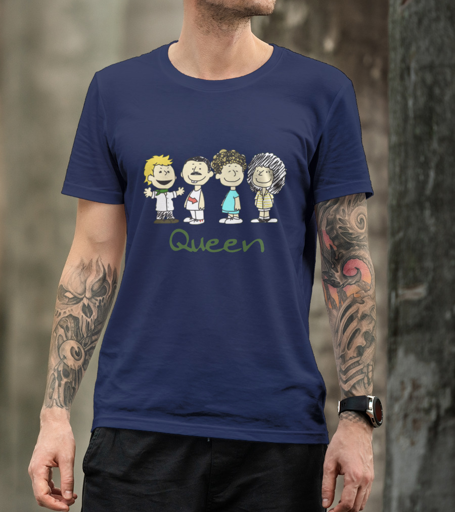 Queen Band Peanuts Snoopy And Friends Freddie Brian Roger John T-Shirt