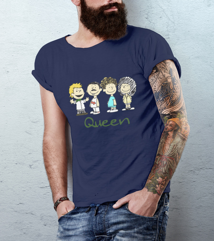 Queen Band Peanuts Snoopy And Friends Freddie Brian Roger John T-Shirt