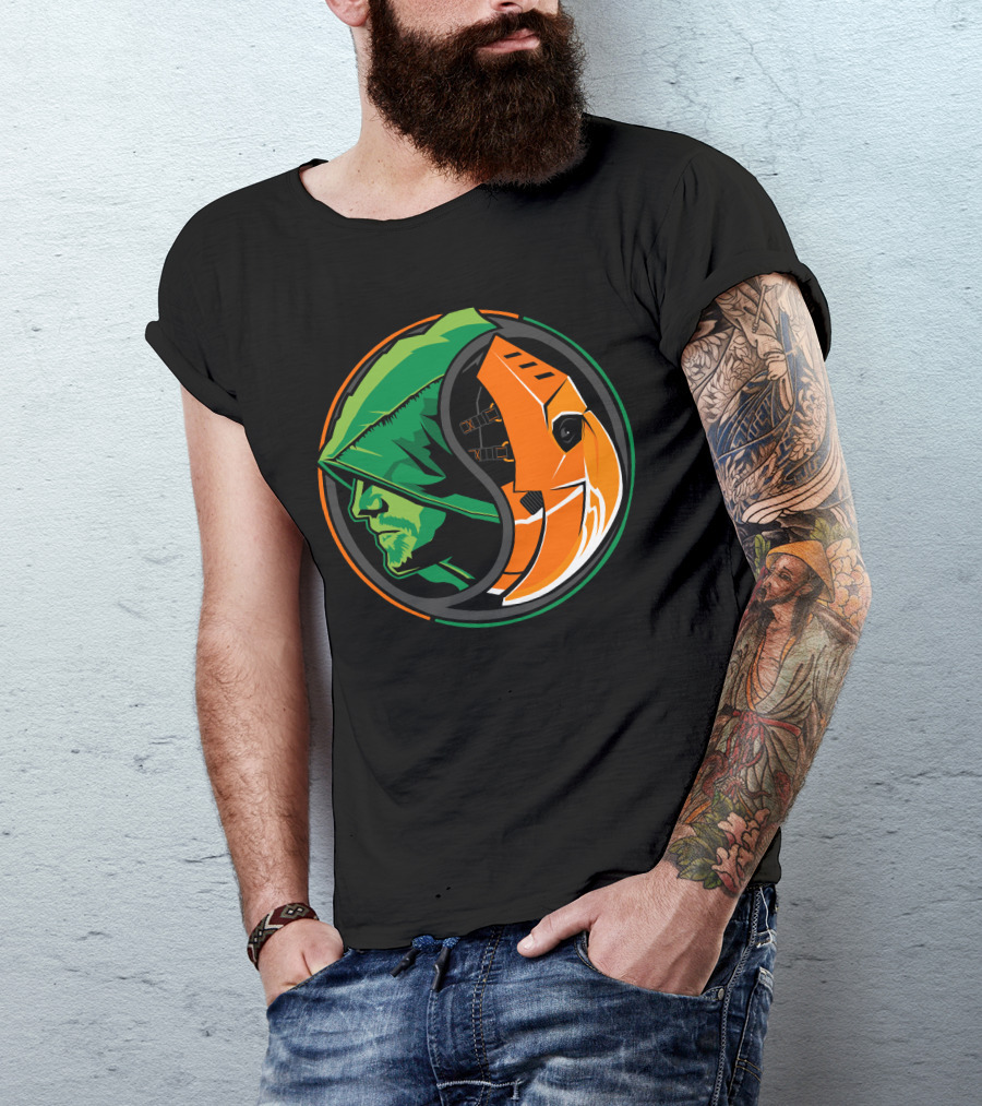 Green Arrow Slade Deathstroke Yin Yang T-Shirt