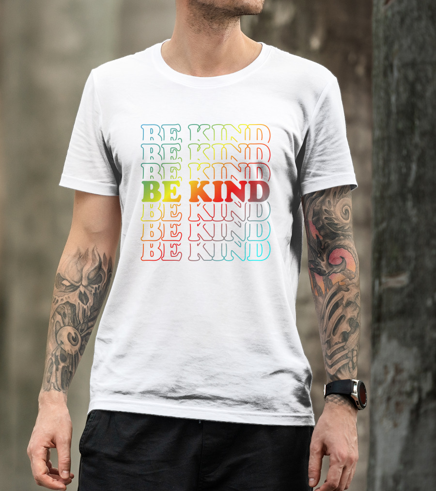BE KIND Multicolor Gradient Typography T-Shirt