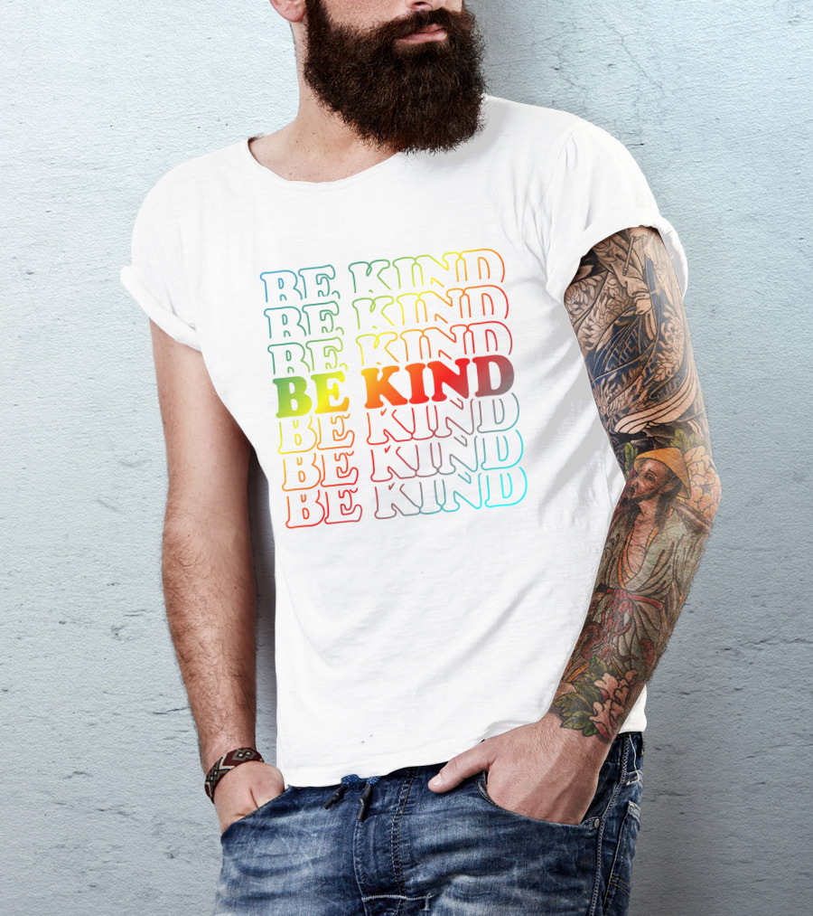 BE KIND Multicolor Gradient Typography T-Shirt