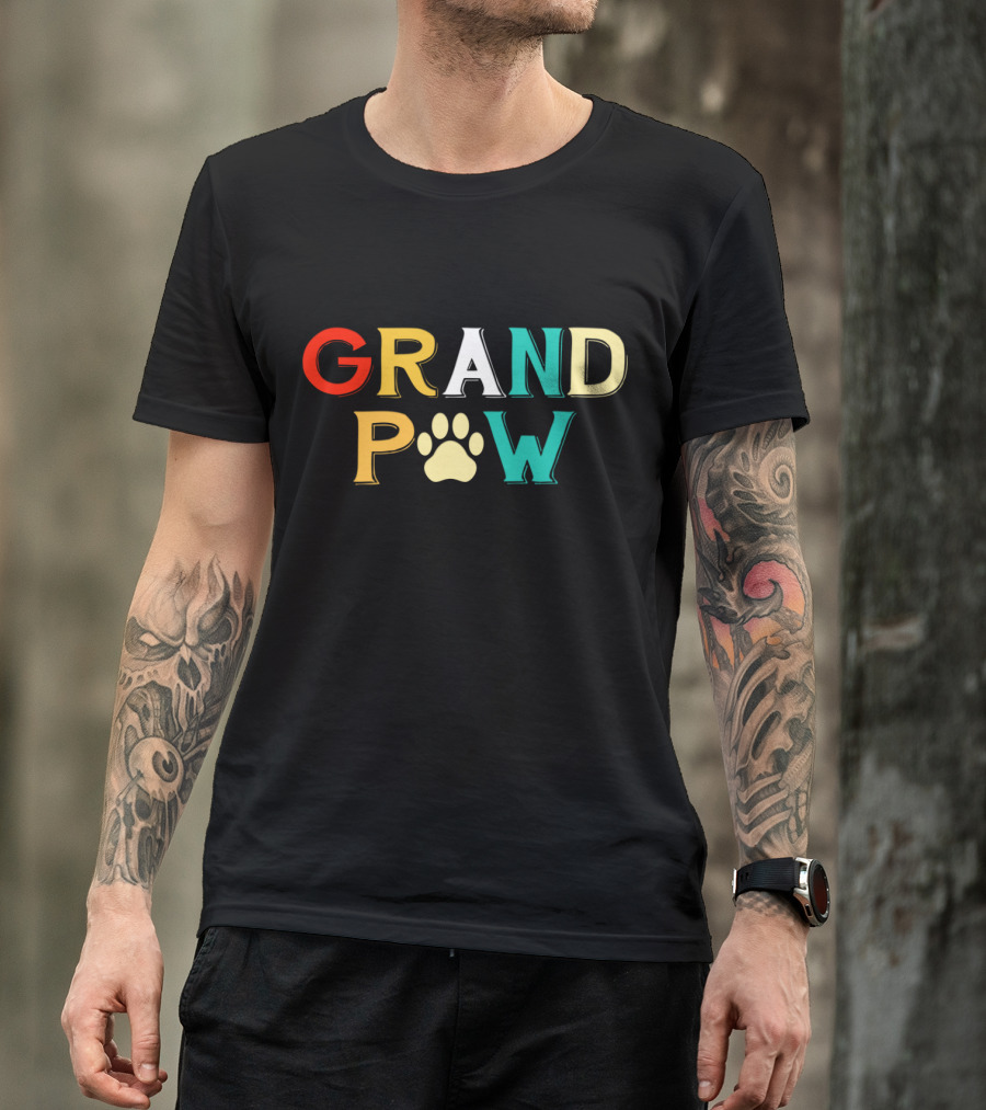 Grand Paw Doggy Puppy Lover Grandpa Funny Dog Paw Prints T-Shirt