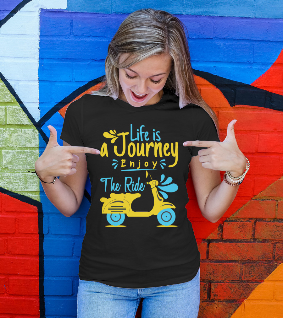 Life Is A Journey Enjoy The Ride Vintage Scooter Fun T-Shirt