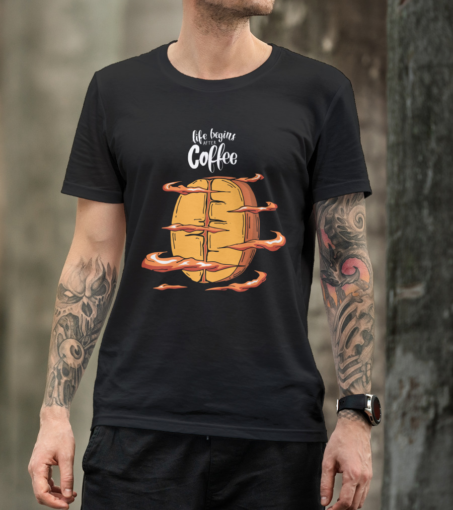 Life Begins After Coffee Football Steam Humor T-Shirt