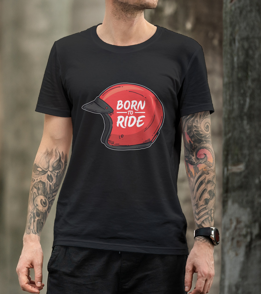 Born To Ride Retro Red Motorcycle Helmet T-Shirt