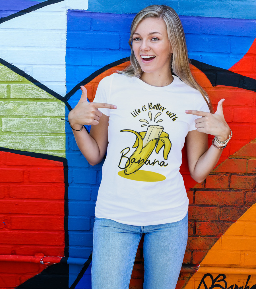 Life Is Better With Banana Humor Yellow Splash T-Shirt