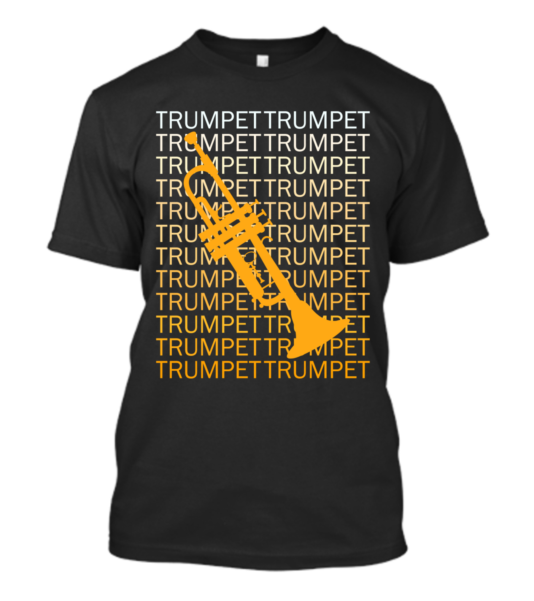 Trumpet Repeated Pattern With Bold Orange Trumpet T-Shirt
