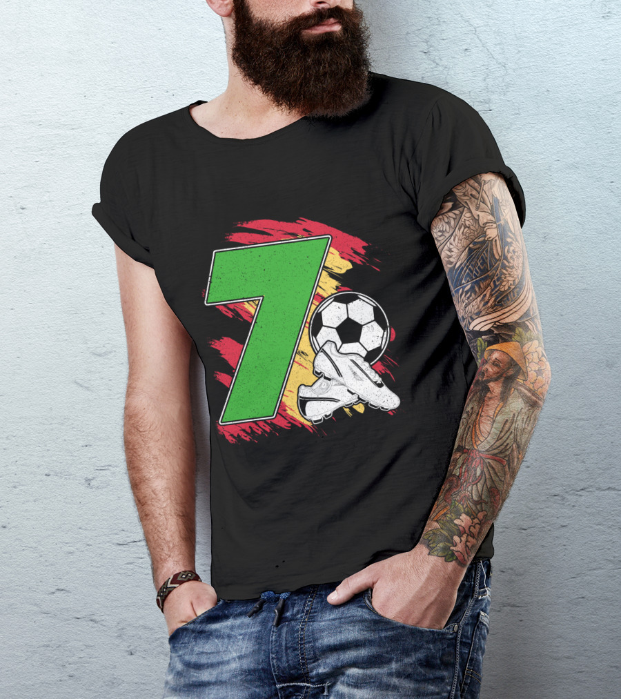 Kinder Geburtstag 7 Jahre Fußball Schuhe Deutschland Flagge Ball T-Shirt