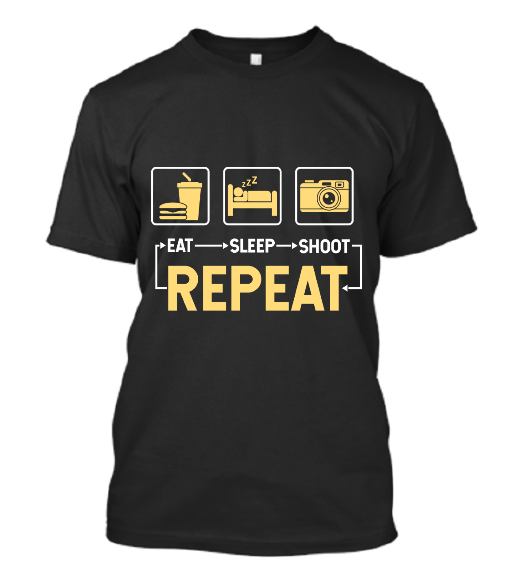Eat Sleep Shoot Repeat Photography Camera Icon Steps T-Shirt