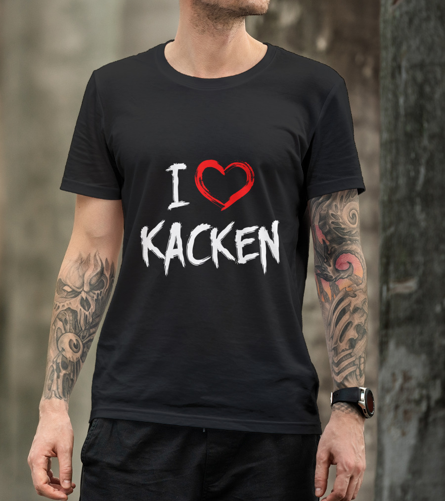 I Heart Kacken Bold White Text With Red Brush Heart T-Shirt
