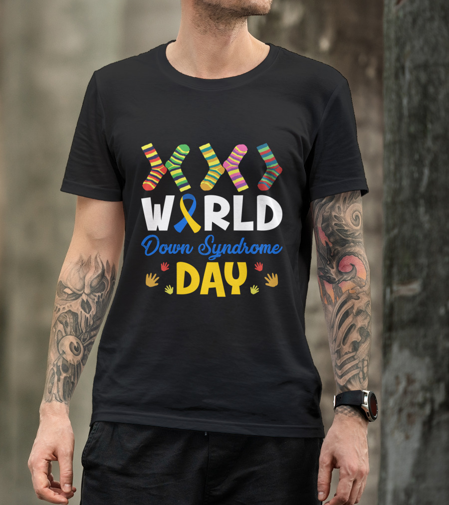 World Down Syndrome Day Multicolored Socks Awareness T-Shirt