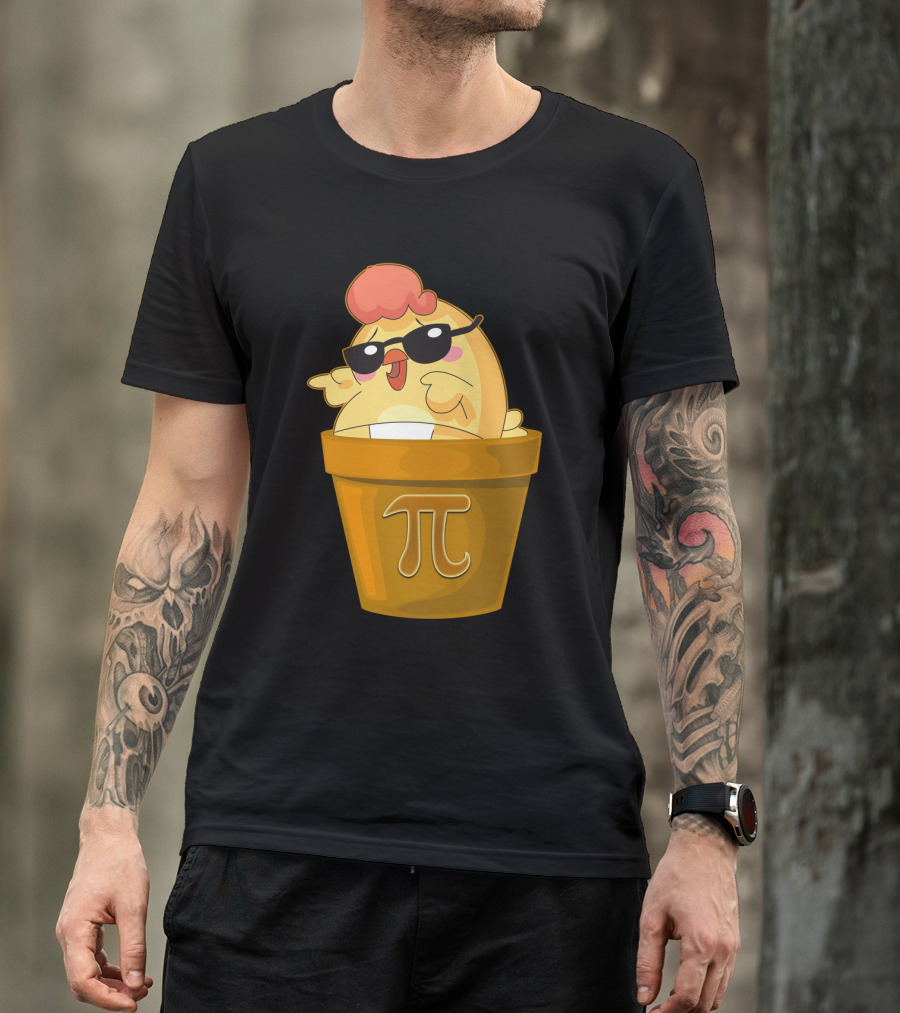Chicken In Pot With Pi Symbol And Sunglasses T-Shirt