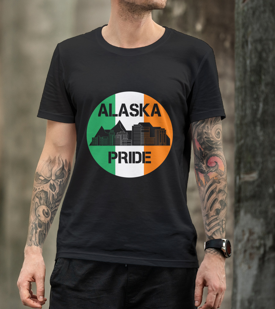 Alaska Pride Skyline With Irish Flag Colors T-Shirt