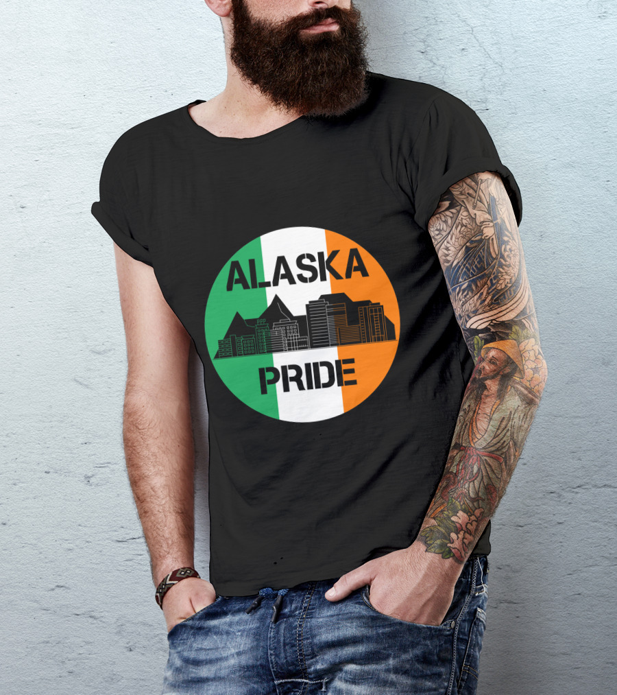 Alaska Pride Skyline With Irish Flag Colors T-Shirt