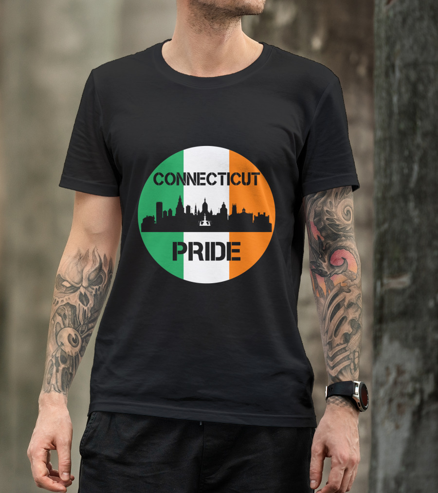 Connecticut Pride Skyline Irish Flag T-Shirt