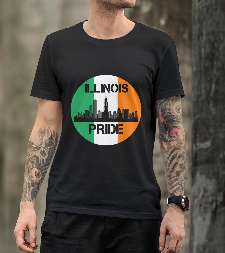 Illinois Pride Skyline Irish Flag T-Shirt