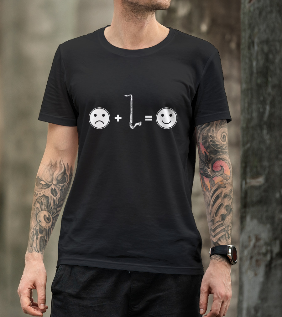 Bass Clarinet Sad Face Plus Bass Clarinet Equals Happy Face T-Shirt
