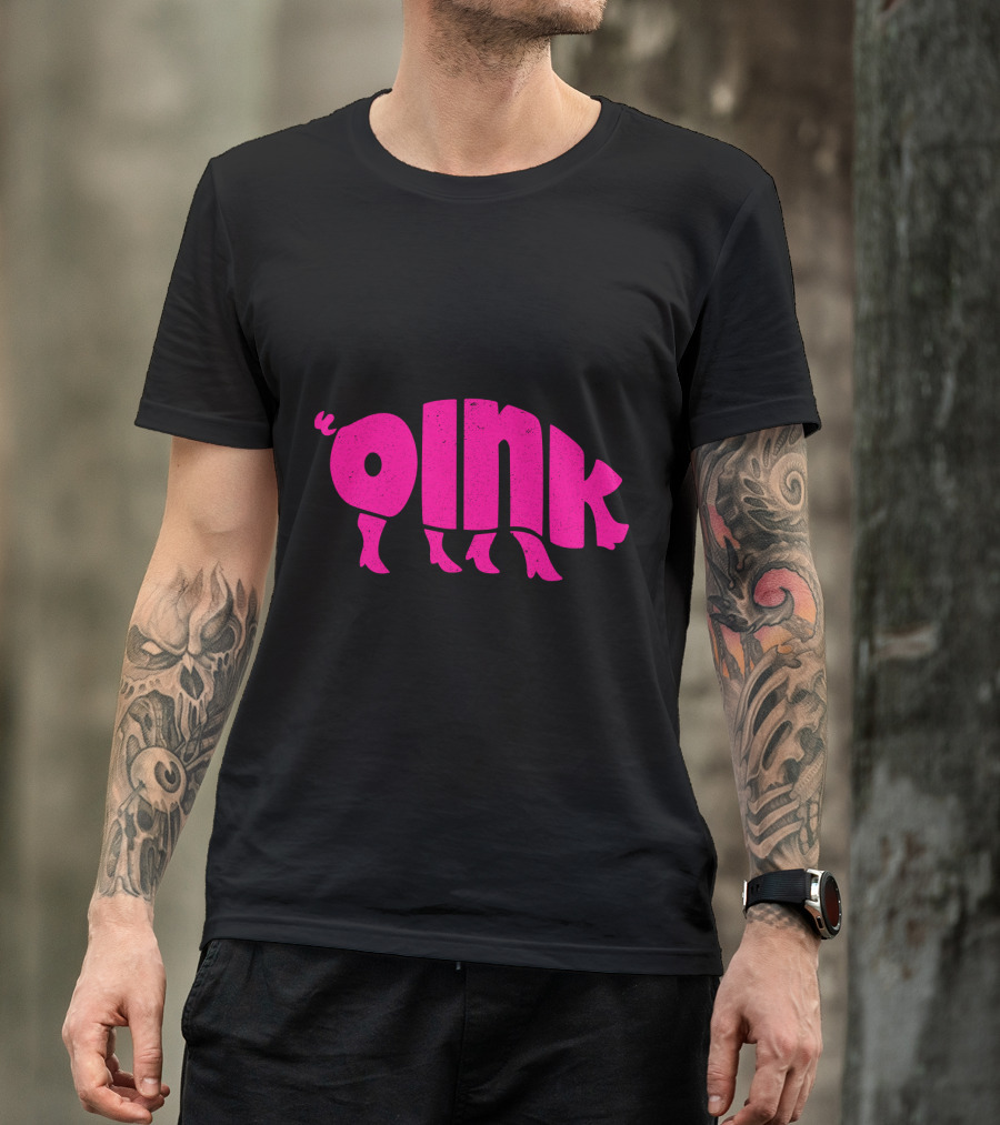 OINK Pink Pig Silhouette Humor T-Shirt