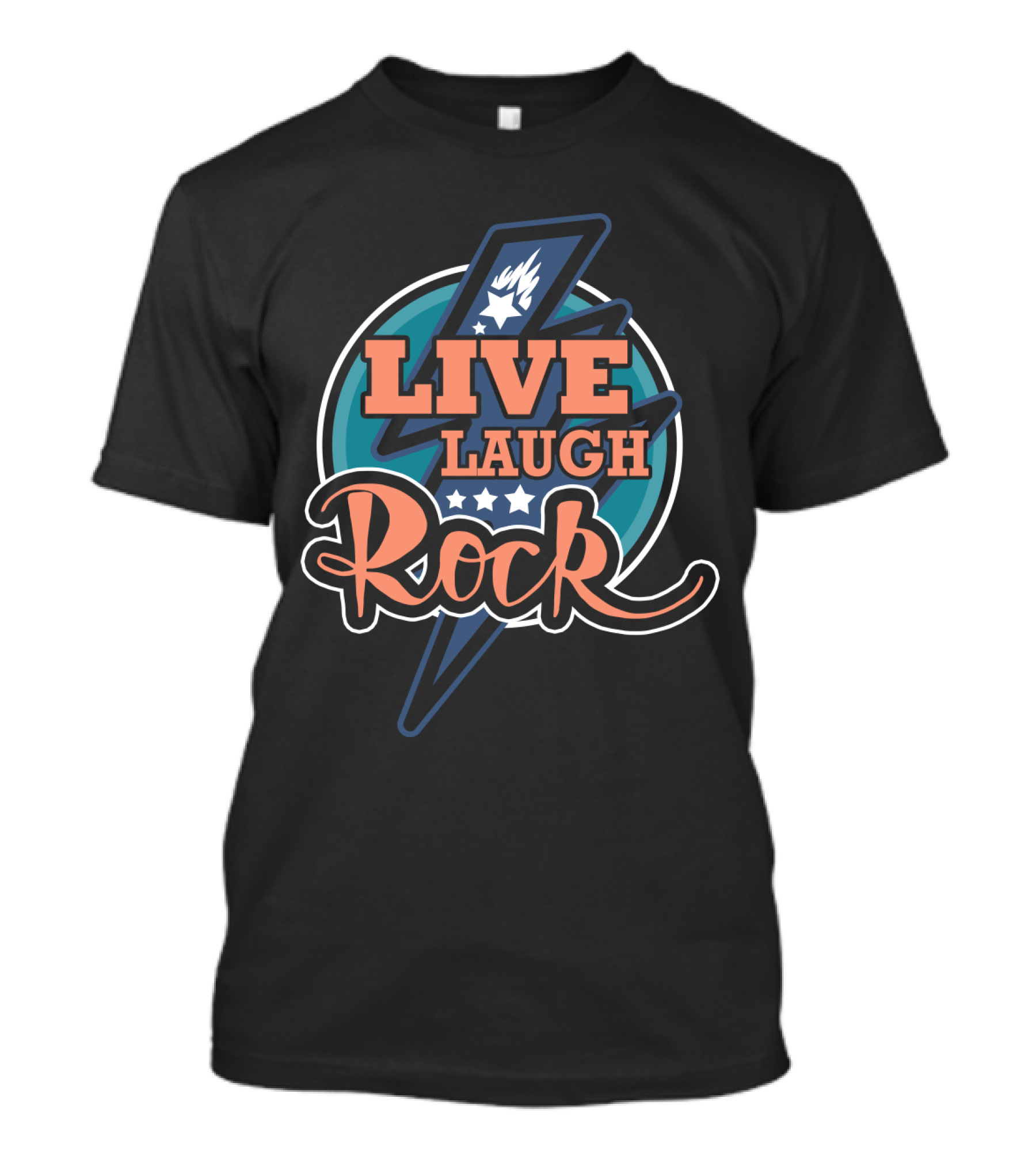 Live Laugh Rock Funny Cool Rock Star Lightning Flame Star T-Shirt