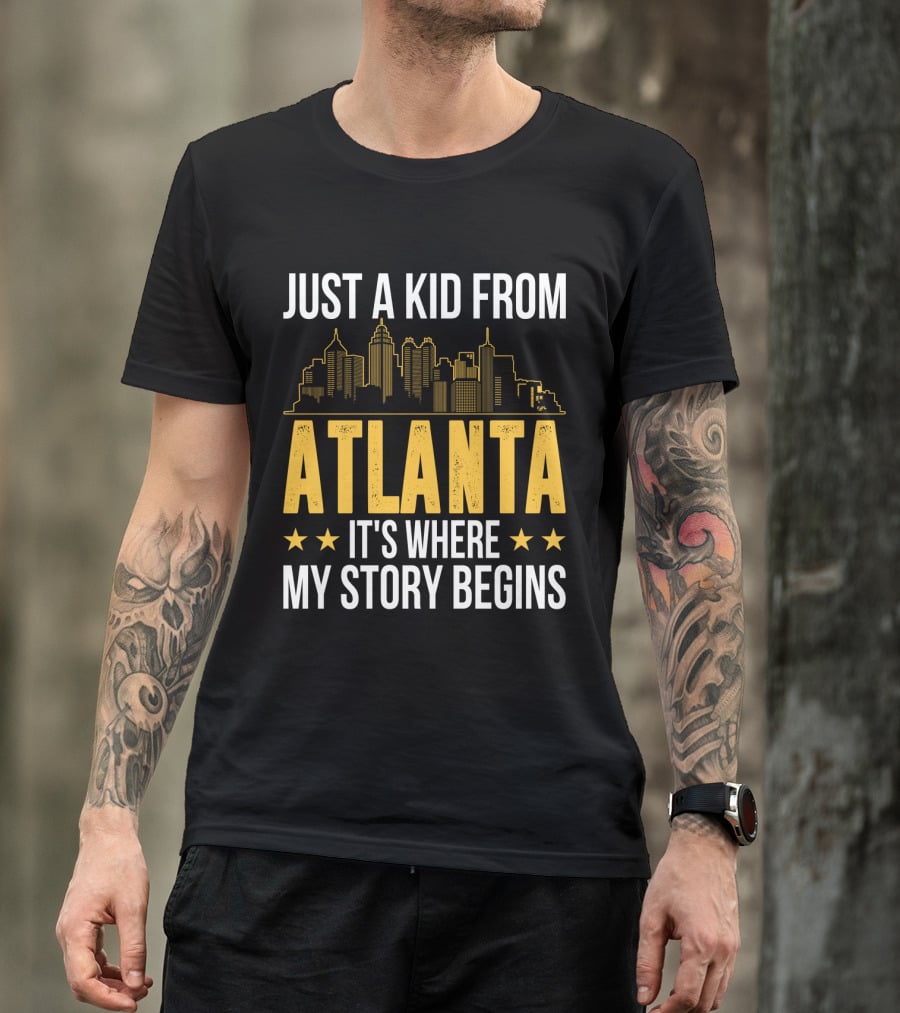 Just A Kid From Atlanta It's Where My Story Begins Skyline T-Shirt