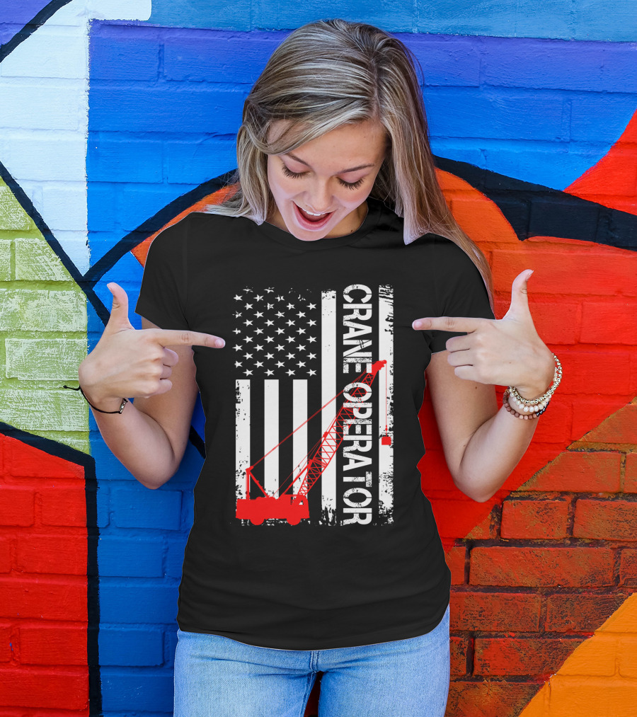 Crane Operator American Flag T-Shirt