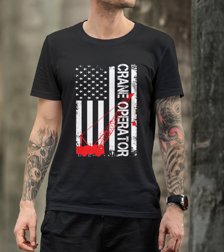 Crane Operator American Flag T-Shirt