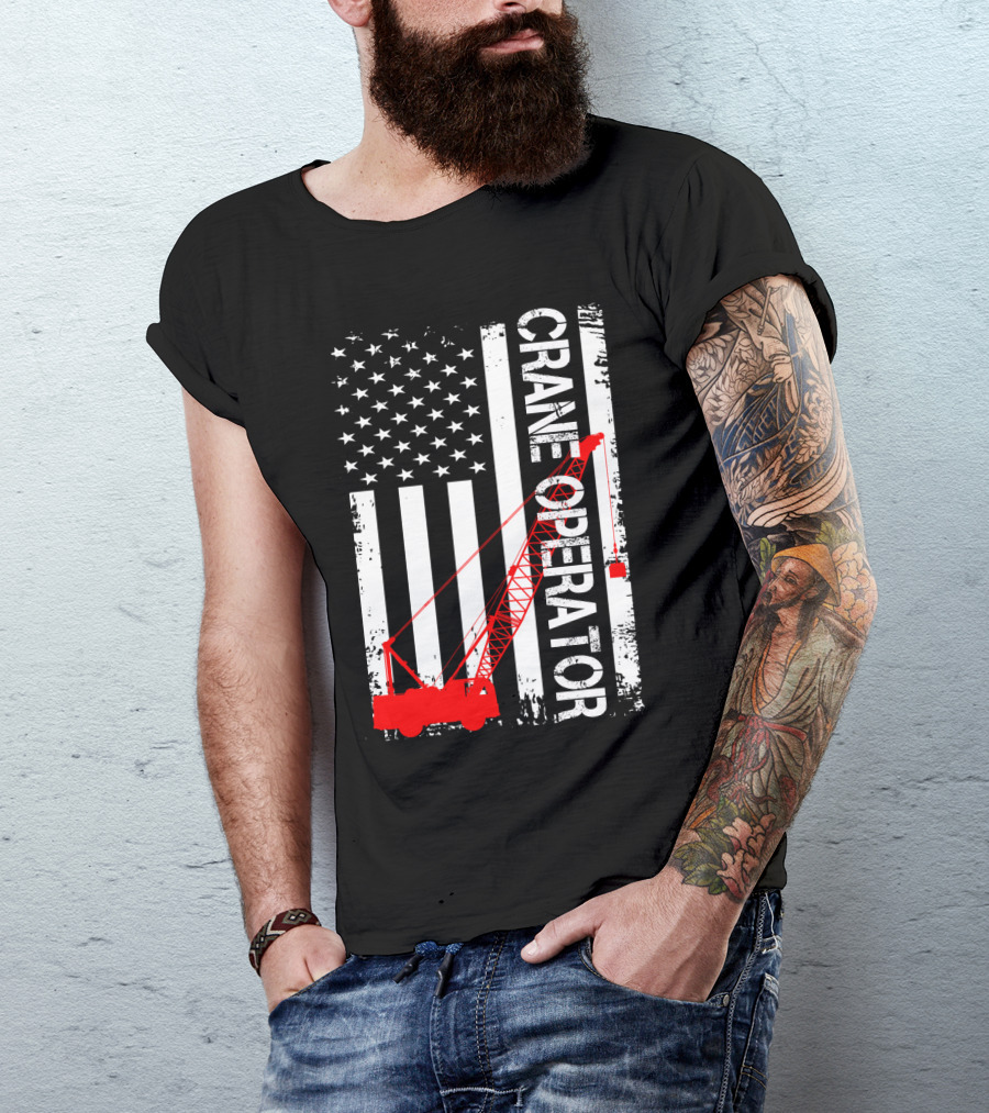 Crane Operator American Flag T-Shirt