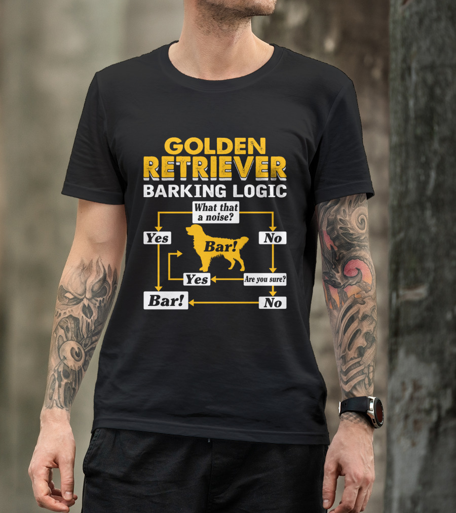 Golden Retriever Barking Logic Flowchart Humor T-Shirt