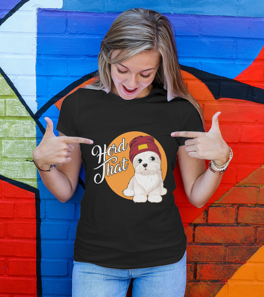 Herd That Funny Maltese Dog Lover Beanie T-Shirt