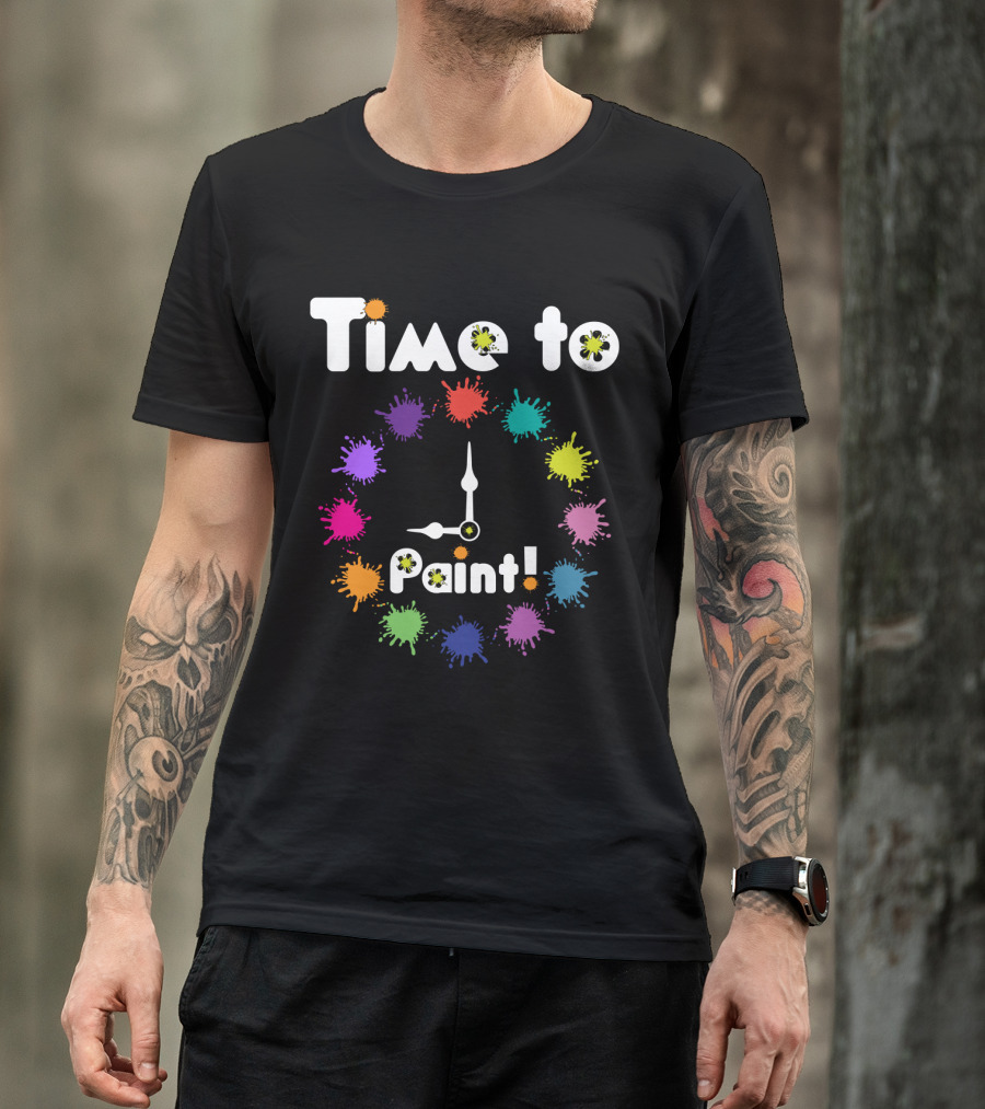 Time To Paint Colorful Clock T-Shirt