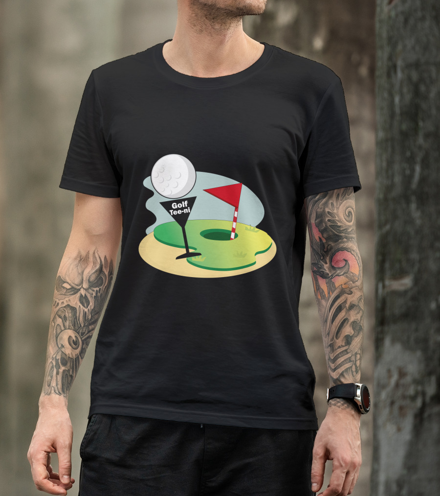 Golf Tee-ni Golf Ball Green Flag Hole T-Shirt