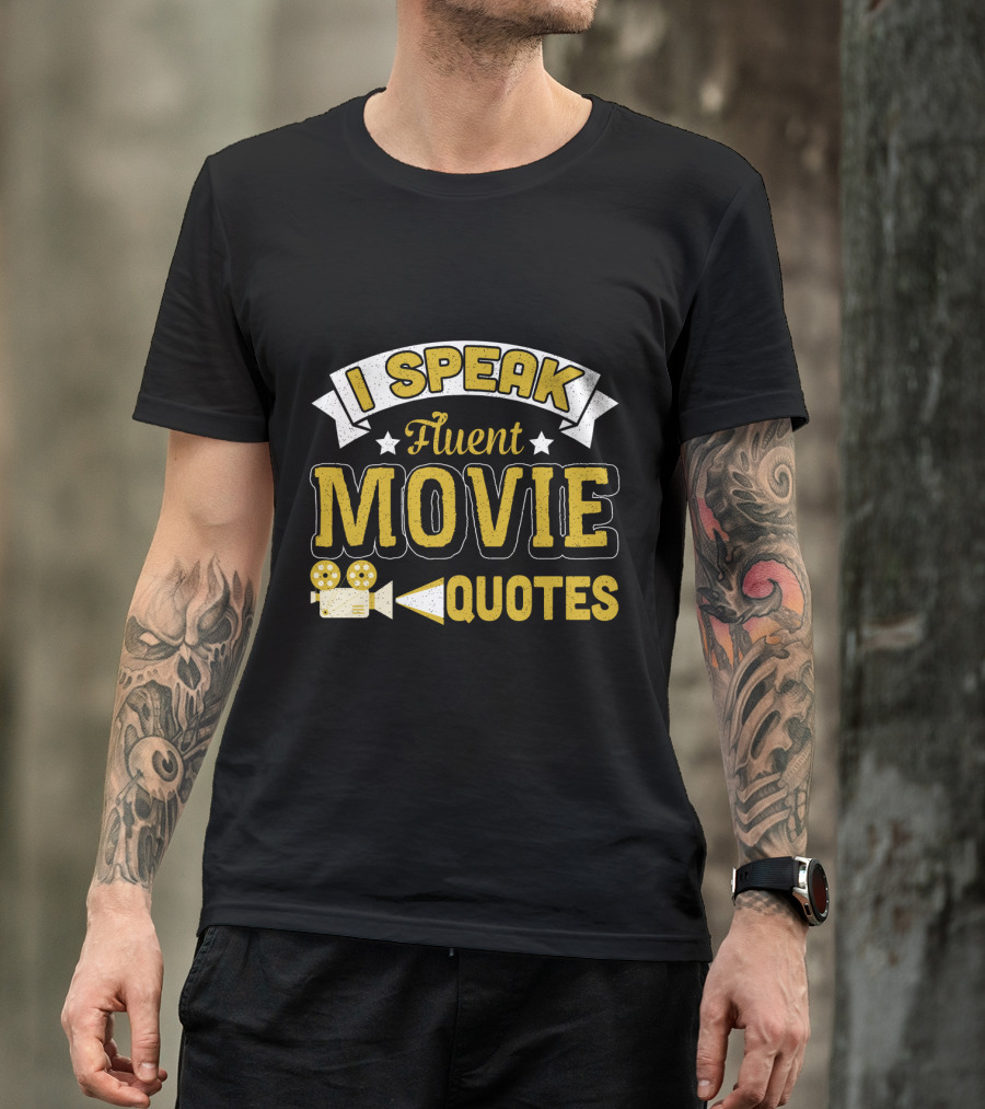 I Speak Fluent Movie Quotes Vintage Film Camera Stars T-Shirt
