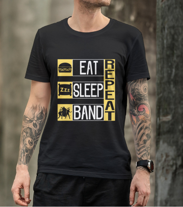 Eat Sleep Band Repeat Music Burger Pillow Icons T-Shirt