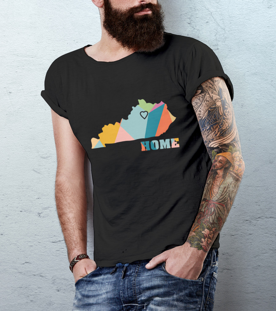 Home Kentucky State Colorful Map Heart T-Shirt