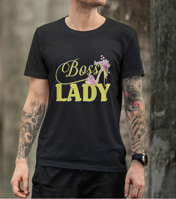 Boss Lady Floral Gold High Heel T-Shirt