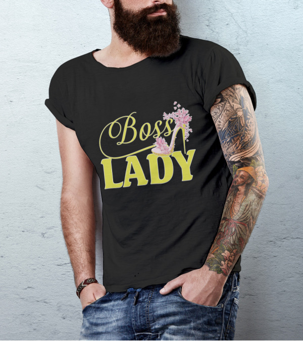 Boss Lady Floral Gold High Heel T-Shirt