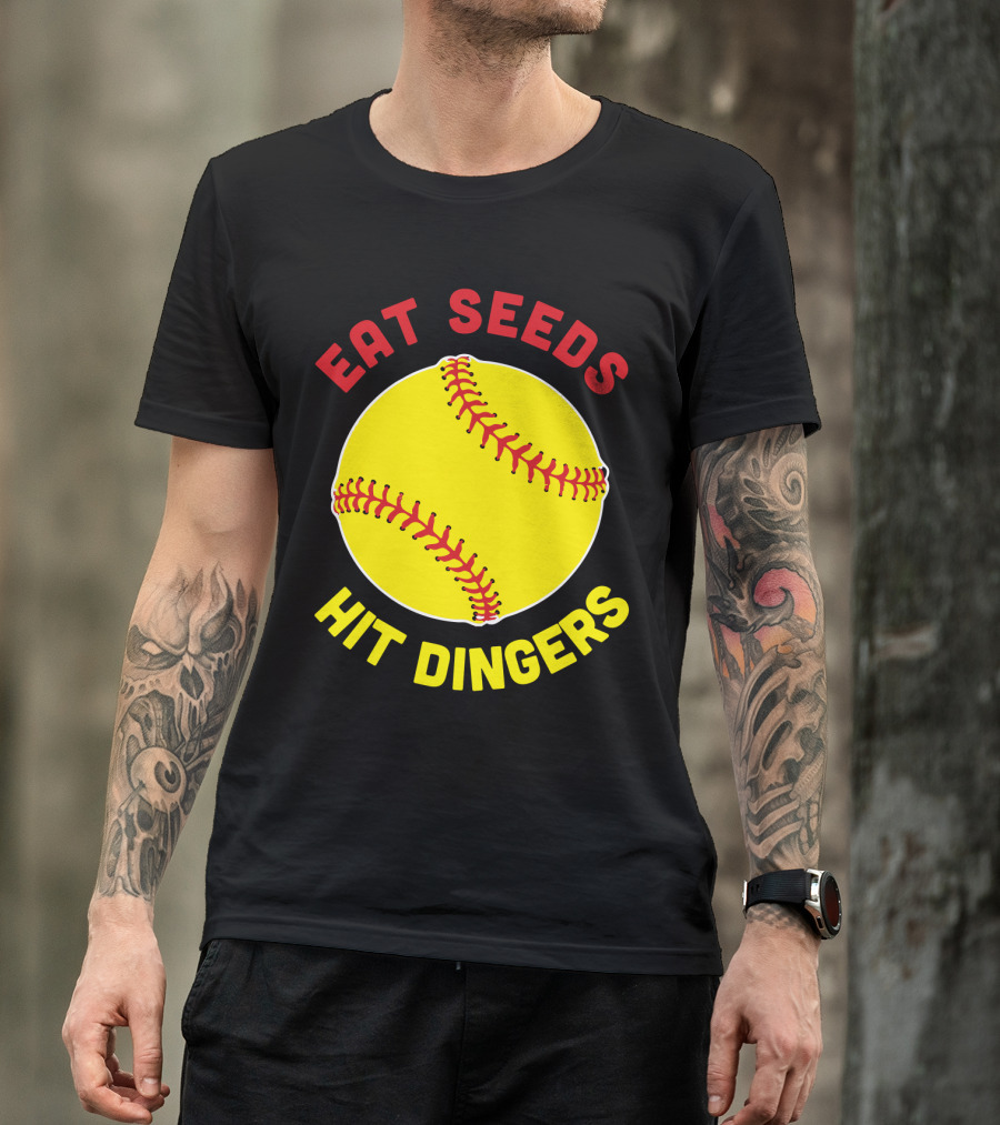 Eat Seeds Hit Dingers Softball Yellow T-Shirt