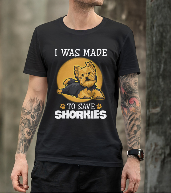I Was Made To Save Shorkies Dog Paws And Orange Circle T-Shirt