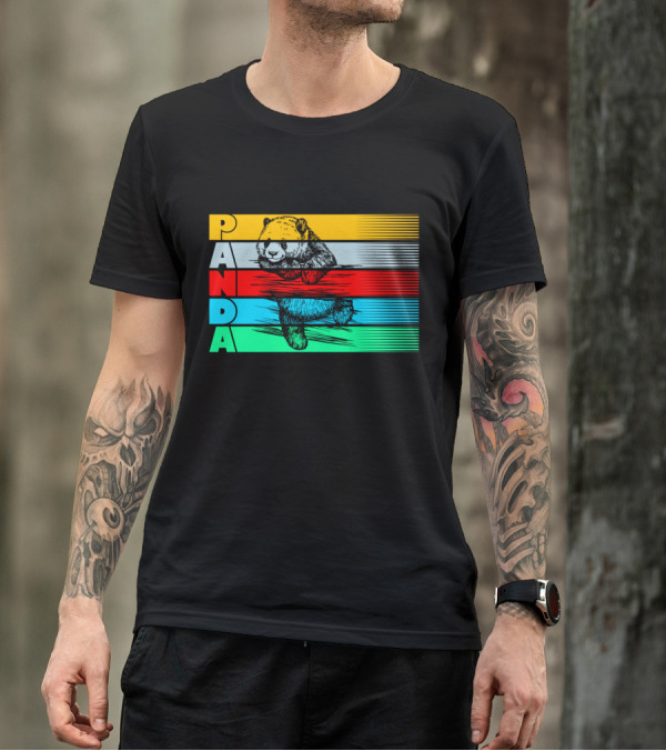 Panda PAPA Retro Striped T-Shirt