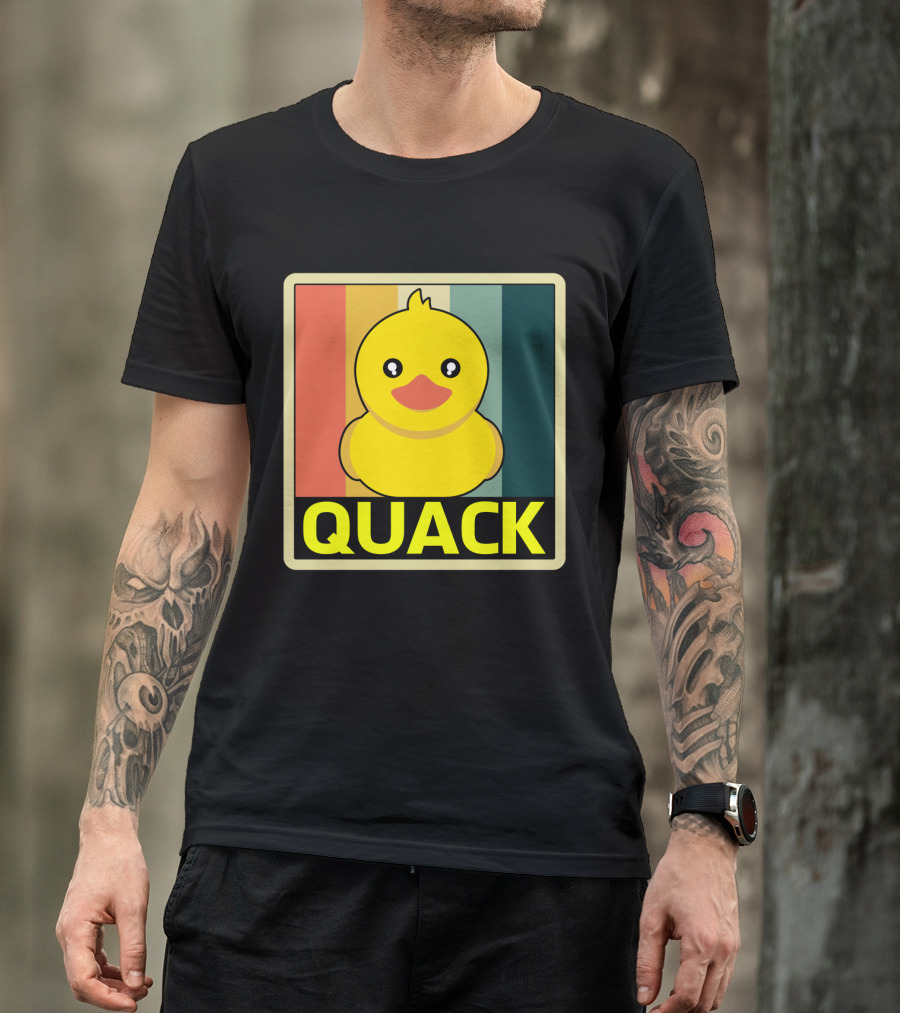 Vintage Rubber Duck Quack Retro Stripes T-Shirt